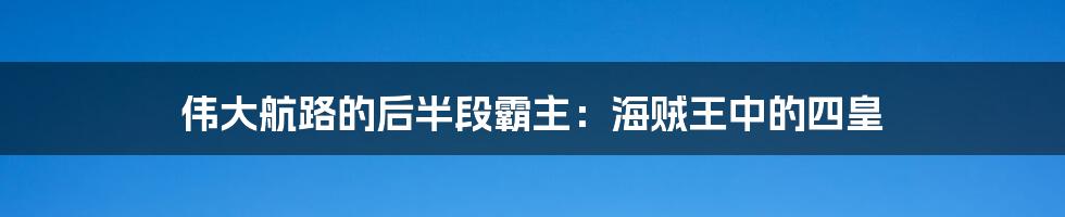 伟大航路的后半段霸主：海贼王中的四皇