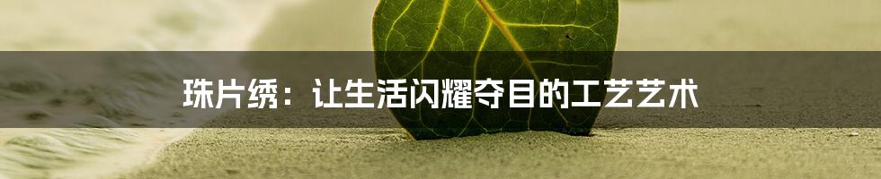 珠片绣：让生活闪耀夺目的工艺艺术