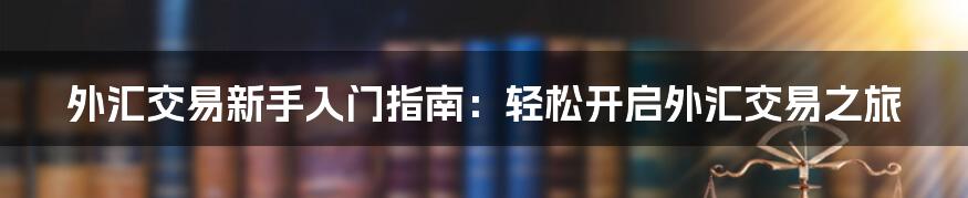 外汇交易新手入门指南：轻松开启外汇交易之旅