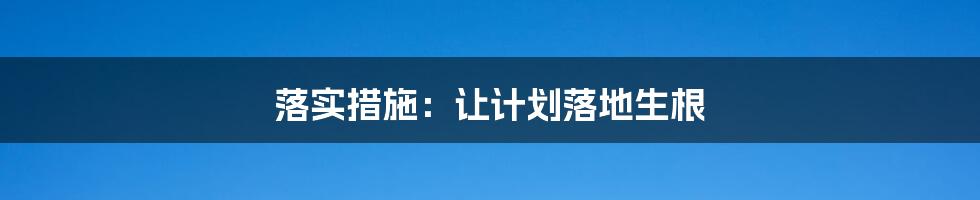 落实措施：让计划落地生根