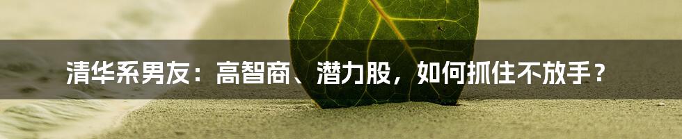 清华系男友：高智商、潜力股，如何抓住不放手？