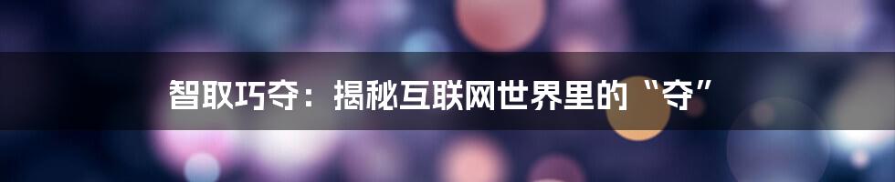 智取巧夺：揭秘互联网世界里的“夺”