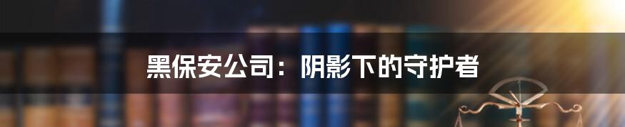 黑保安公司：阴影下的守护者