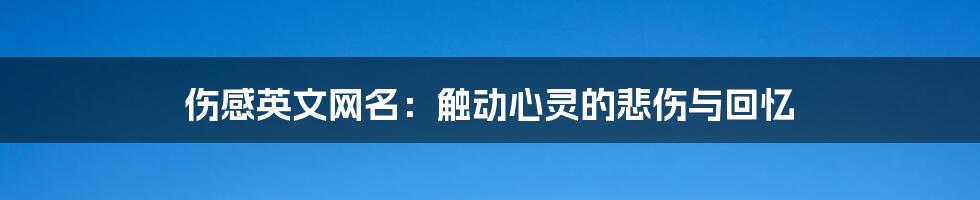 伤感英文网名：触动心灵的悲伤与回忆