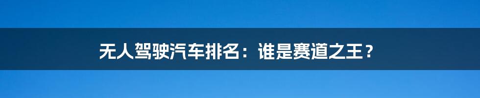 无人驾驶汽车排名：谁是赛道之王？