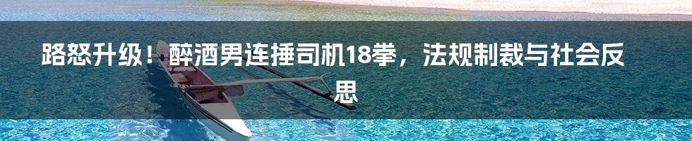 路怒升级！醉酒男连捶司机18拳，法规制裁与社会反思