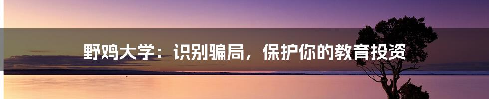 野鸡大学：识别骗局，保护你的教育投资