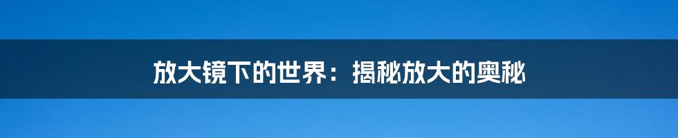 放大镜下的世界：揭秘放大的奥秘