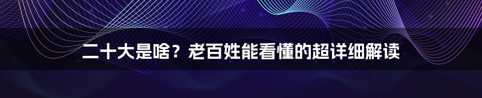 二十大是啥？老百姓能看懂的超详细解读