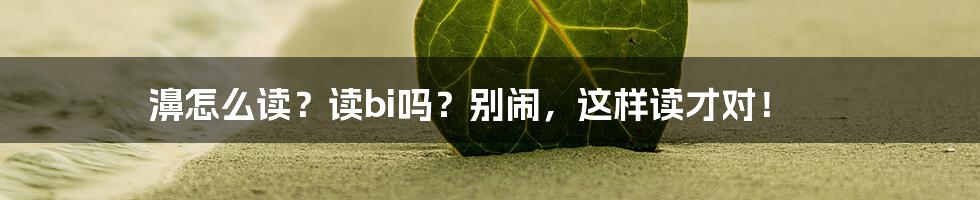 濞怎么读？读bi吗？别闹，这样读才对！