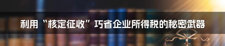 利用“核定征收”巧省企业所得税的秘密武器