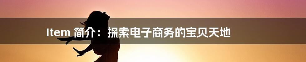 Item 简介：探索电子商务的宝贝天地