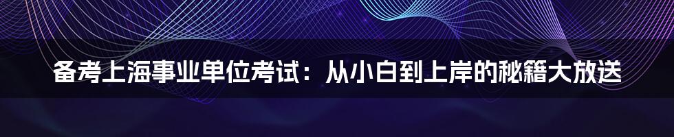 备考上海事业单位考试：从小白到上岸的秘籍大放送