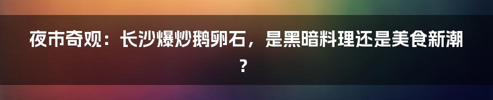 夜市奇观：长沙爆炒鹅卵石，是黑暗料理还是美食新潮？