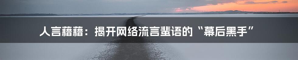 人言藉藉：揭开网络流言蜚语的“幕后黑手”