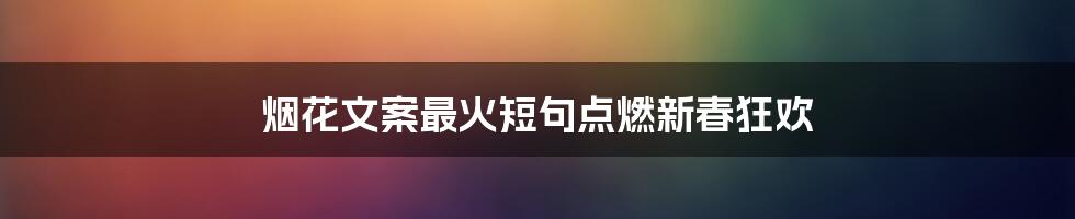 烟花文案最火短句点燃新春狂欢