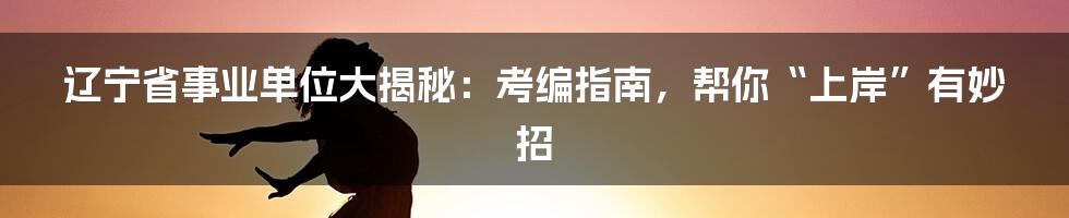 辽宁省事业单位大揭秘：考编指南，帮你“上岸”有妙招