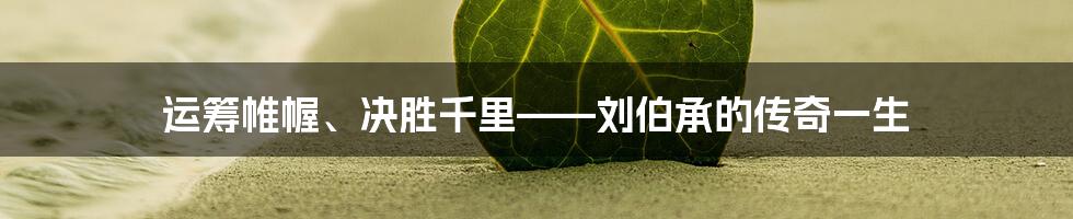 运筹帷幄、决胜千里——刘伯承的传奇一生