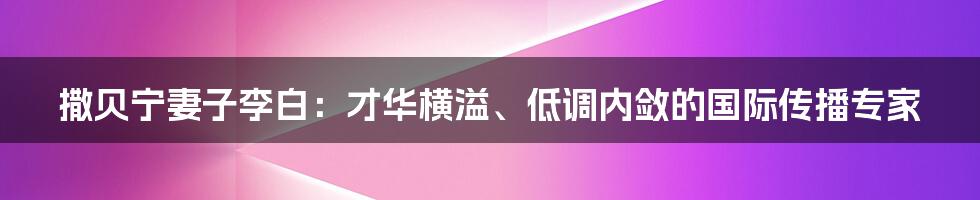 撒贝宁妻子李白：才华横溢、低调内敛的国际传播专家