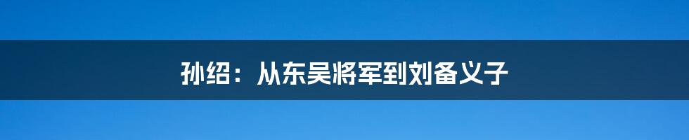 孙绍：从东吴将军到刘备义子