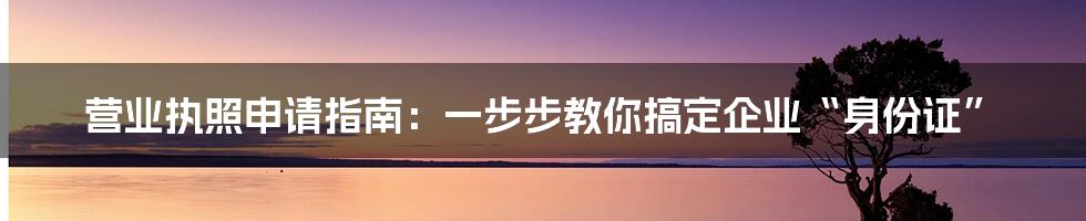 营业执照申请指南：一步步教你搞定企业“身份证”