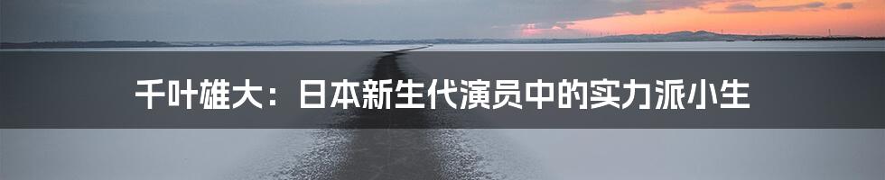 千叶雄大：日本新生代演员中的实力派小生