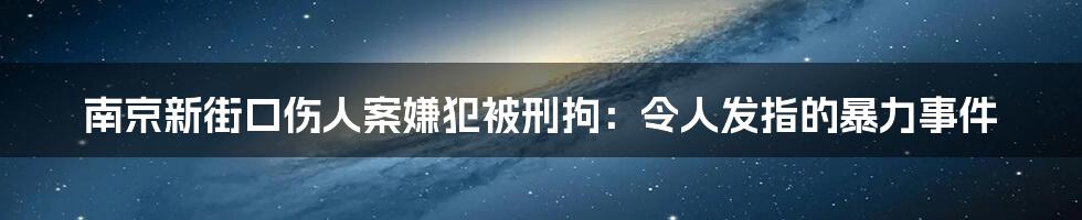 南京新街口伤人案嫌犯被刑拘：令人发指的暴力事件