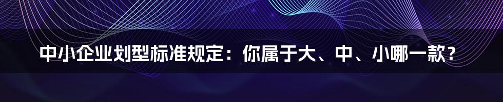 中小企业划型标准规定：你属于大、中、小哪一款？