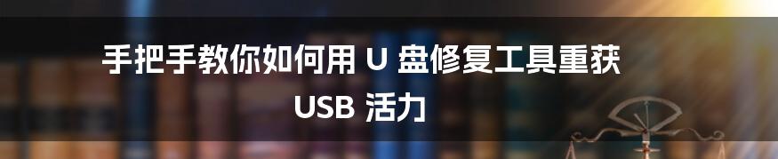 手把手教你如何用 U 盘修复工具重获 USB 活力