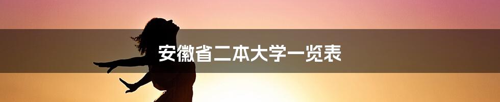 安徽省二本大学一览表