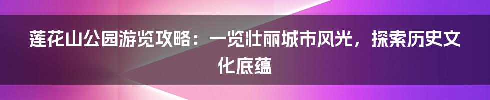 莲花山公园游览攻略：一览壮丽城市风光，探索历史文化底蕴