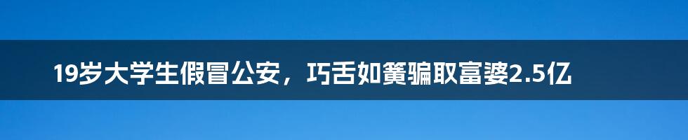 19岁大学生假冒公安，巧舌如簧骗取富婆2.5亿