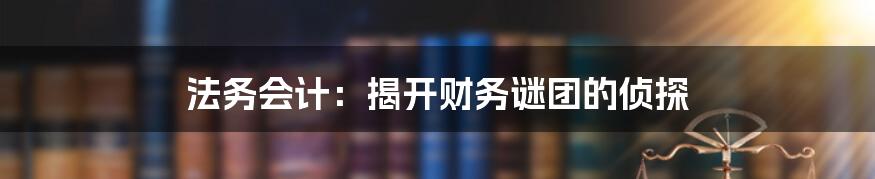 法务会计：揭开财务谜团的侦探