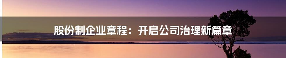 股份制企业章程：开启公司治理新篇章