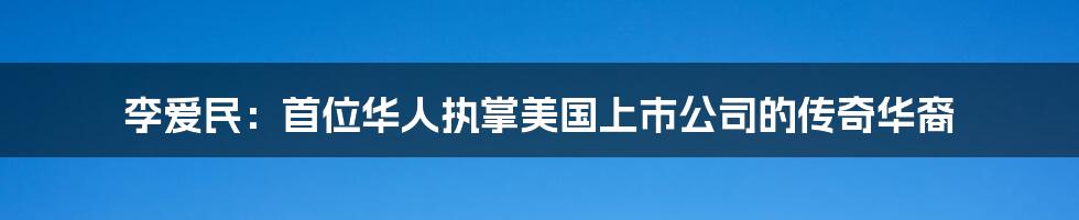 李爱民：首位华人执掌美国上市公司的传奇华裔