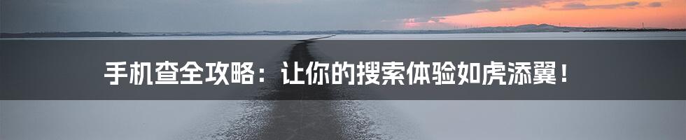 手机查全攻略：让你的搜索体验如虎添翼！