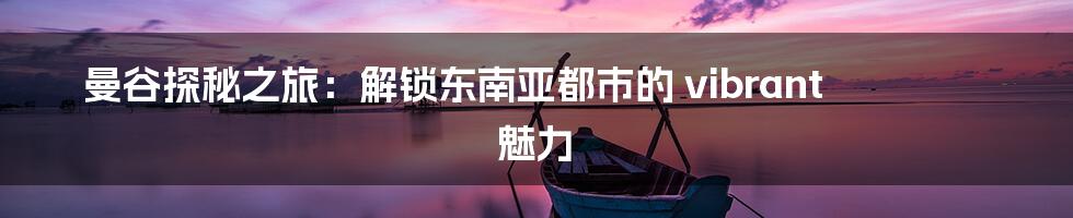 曼谷探秘之旅：解锁东南亚都市的 vibrant 魅力