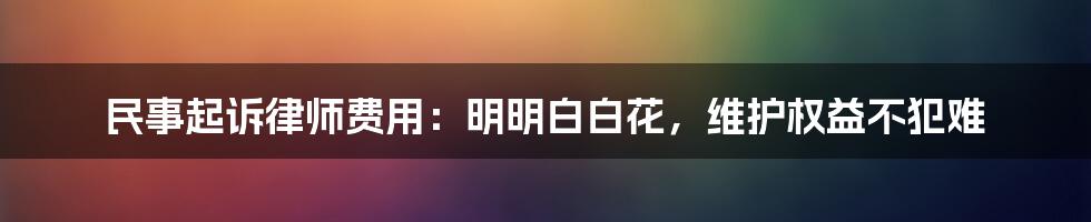 民事起诉律师费用：明明白白花，维护权益不犯难