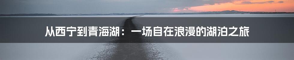 从西宁到青海湖：一场自在浪漫的湖泊之旅