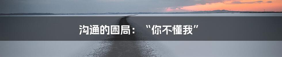 沟通的困局：“你不懂我”