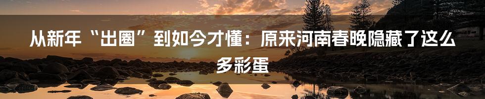 从新年“出圈”到如今才懂：原来河南春晚隐藏了这么多彩蛋