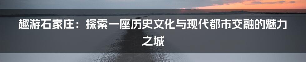 趣游石家庄：探索一座历史文化与现代都市交融的魅力之城