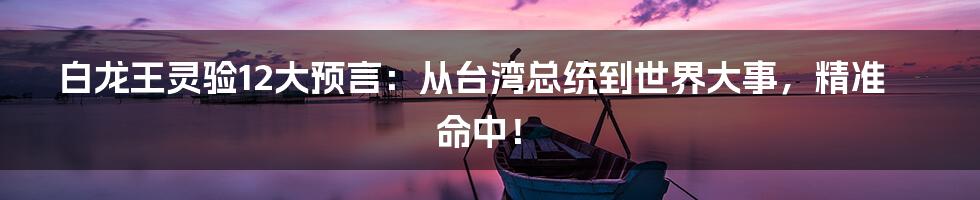 白龙王灵验12大预言：从台湾总统到世界大事，精准命中！