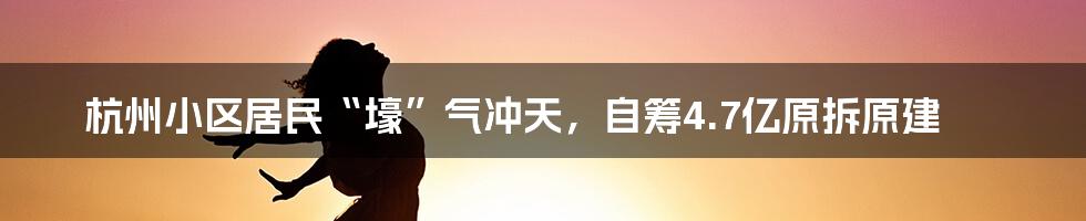 杭州小区居民“壕”气冲天，自筹4.7亿原拆原建