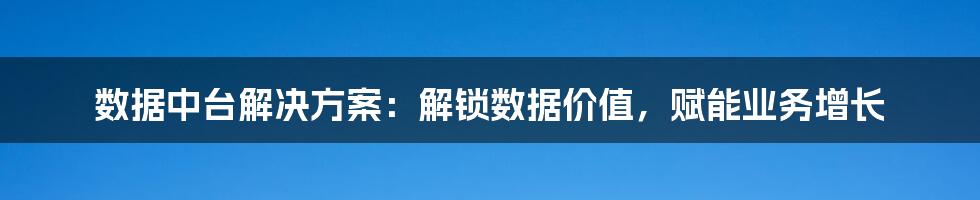 数据中台解决方案：解锁数据价值，赋能业务增长