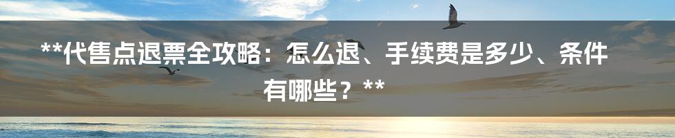 **代售点退票全攻略：怎么退、手续费是多少、条件有哪些？**