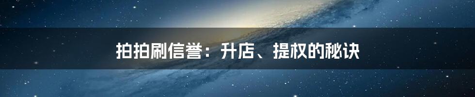 拍拍刷信誉：升店、提权的秘诀