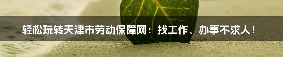 轻松玩转天津市劳动保障网：找工作、办事不求人！