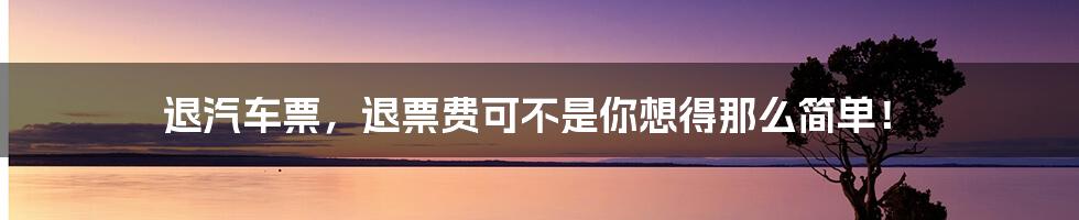 退汽车票，退票费可不是你想得那么简单！