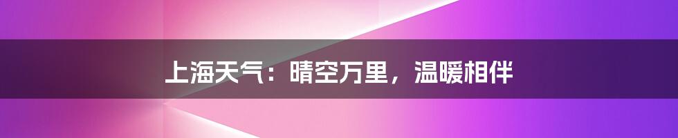 上海天气：晴空万里，温暖相伴